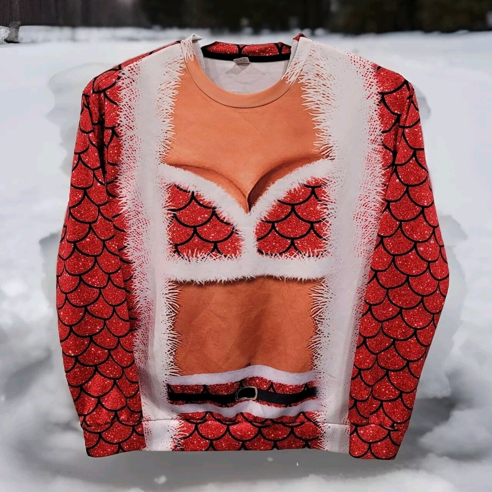 Christmas Shirt Men's 2XL Red Long Sleeve Ugly Party Shirt Novelty Holiday